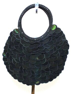 SXS Collection, Black Suede with Large Sequin Mini Handmade Handbag